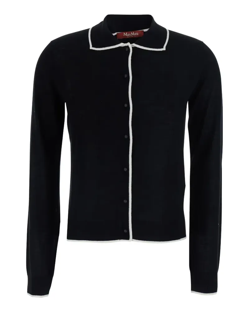 Max Mara Cardigan mit Kontrastbesatz - Schwarz Schwarz