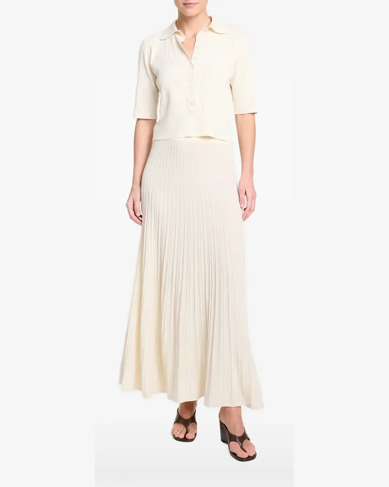 TWP ribbed-knit short-sleeve sweater - Nude Nude
