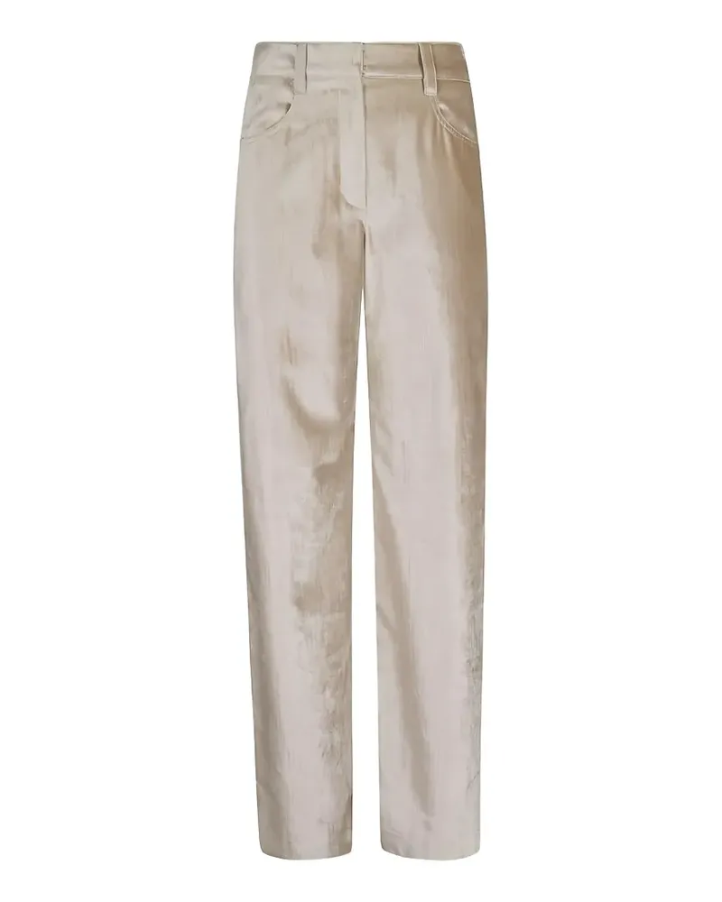 Brunello Cucinelli straight-leg velvet trousers - Nude Nude