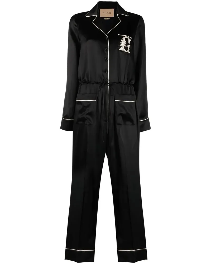Gucci Bestickter Jumpsuit - Schwarz Schwarz
