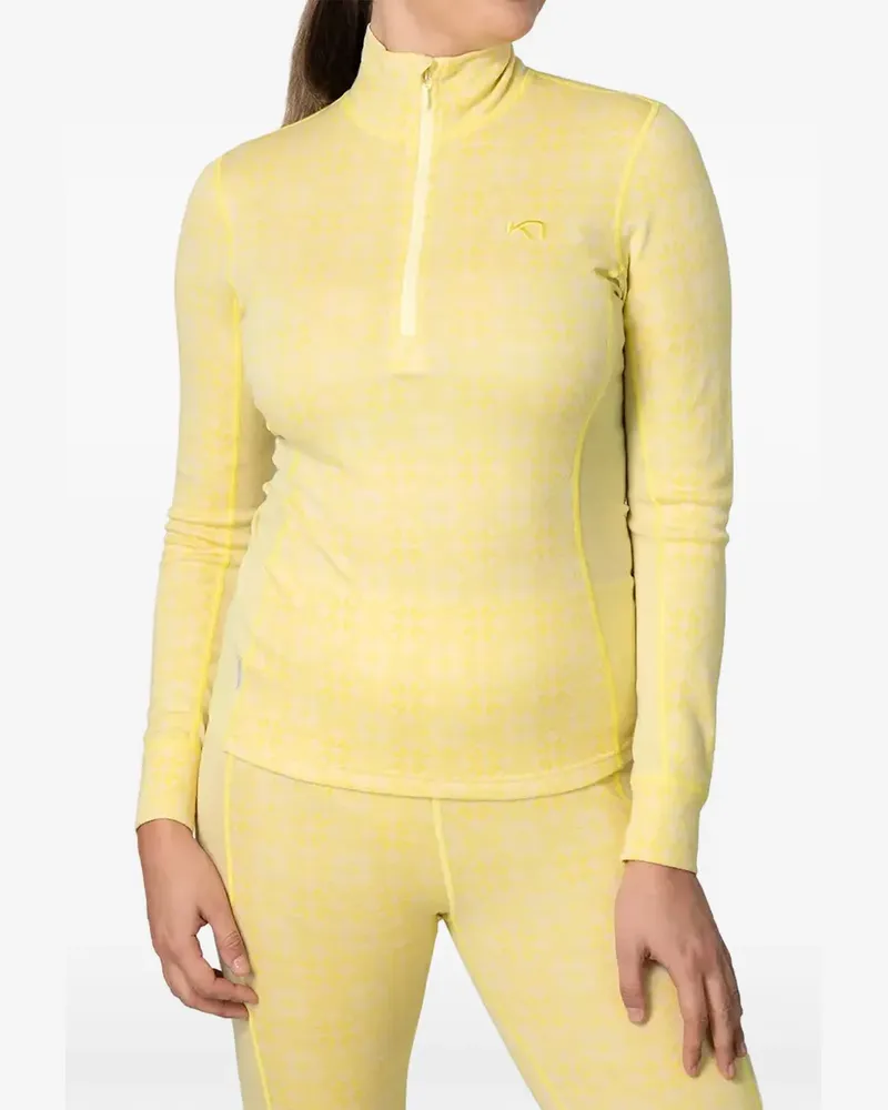 Kari Traa Gemustertes Rose Baselayer-Top mit kurzem Reißverschluss - Gelb Gelb