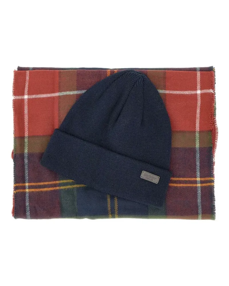 Barbour tartan logo patch hat (set) - Blau Blau