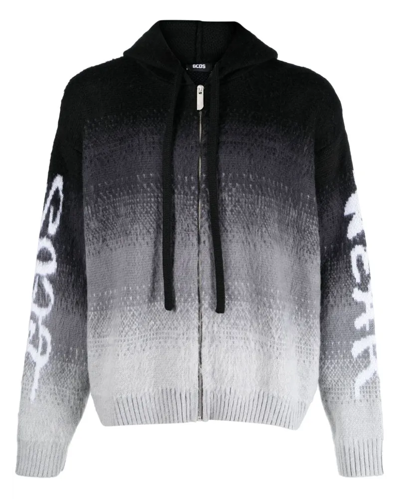 GCDS Kapuzenjacke mit Intarsien-Motiv - Schwarz Schwarz