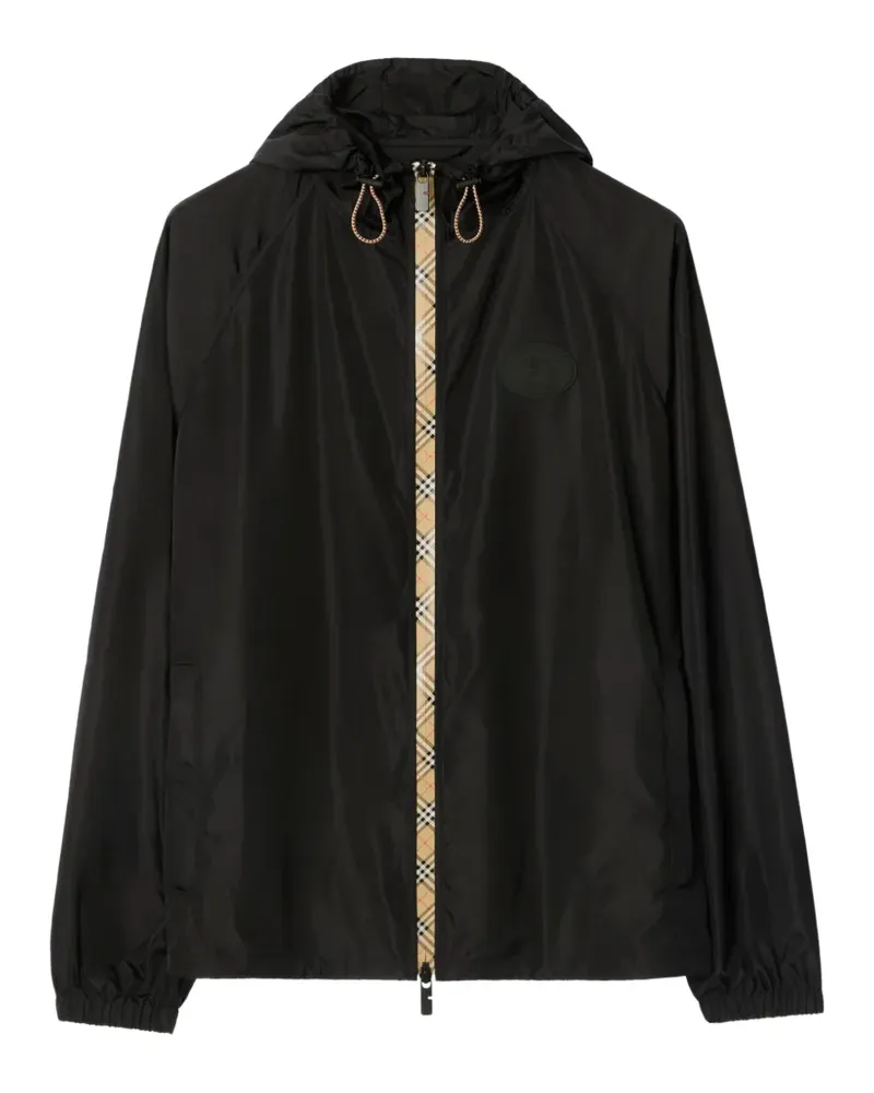 Burberry contrasting-trim hooded jacket - Schwarz Schwarz