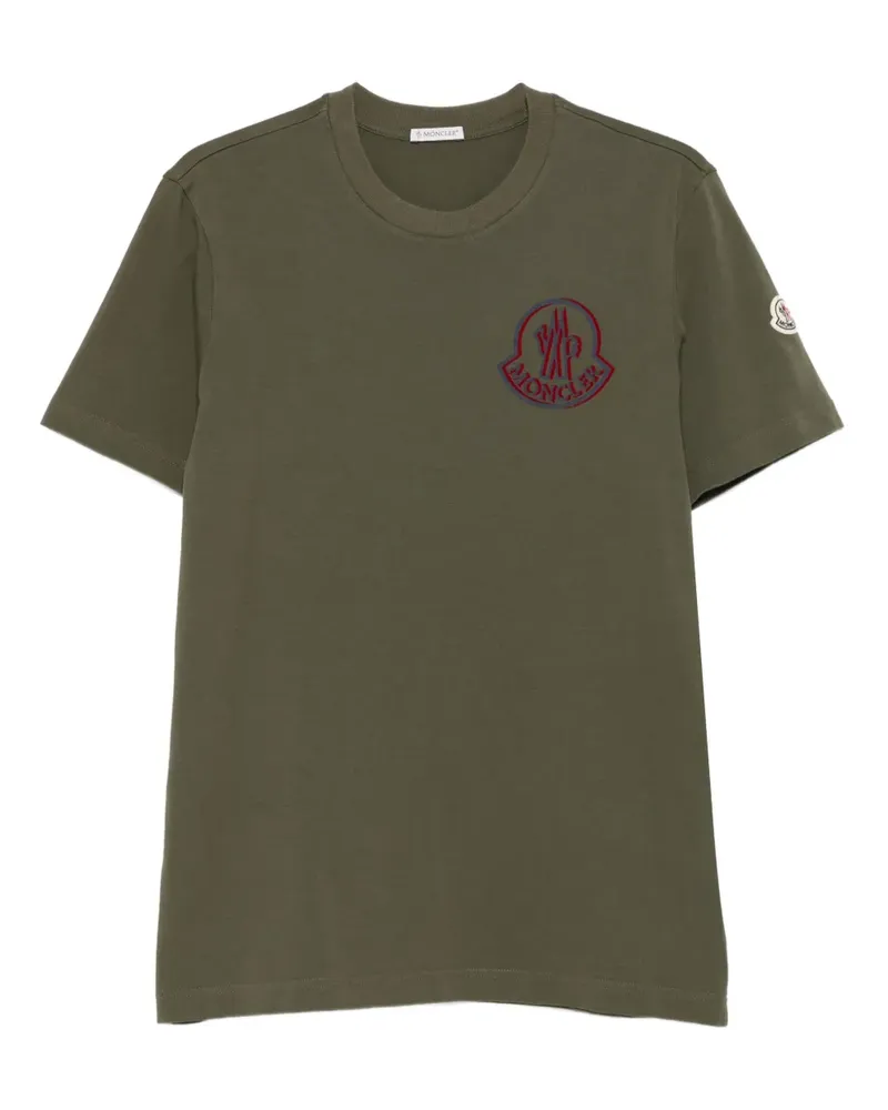 Moncler T-Shirt mit Logo-Stickerei - Grün Grün