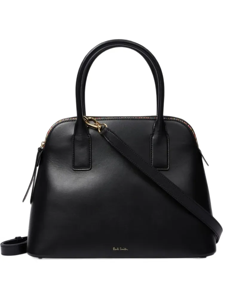 Paul Smith Gestreifte Tote Bag aus Leder - Schwarz Schwarz