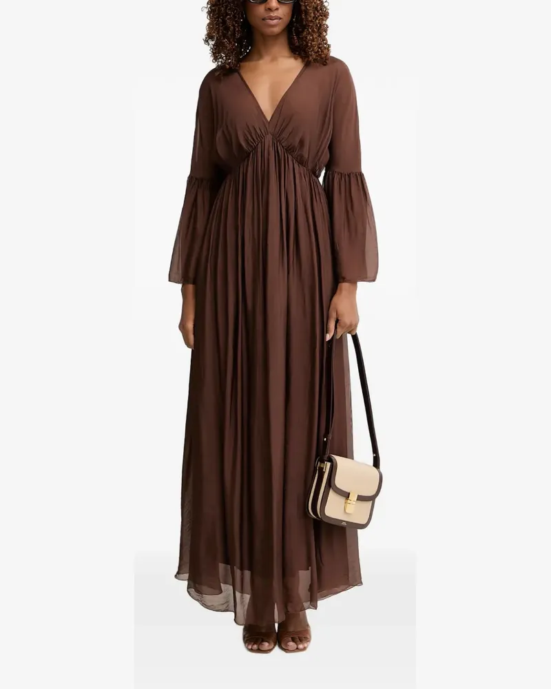HAVEONE V-neck flared-sleeve maxi dress - Braun Braun