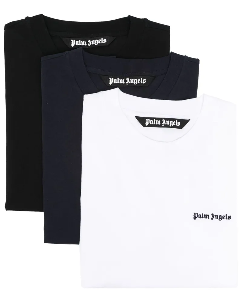 Palm Angels logo-embroidered cotton T-shirts (pack of three) - Blau Blau