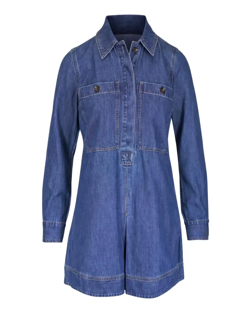 Veronica Beard Langärmeliges Kleid mit Knopfverschluss - Blau Blau