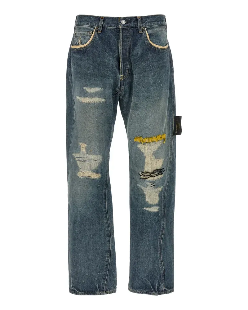 Undercover embroidered distressed jeans - Blau Blau