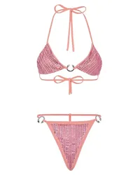 Philipp Plein Bandeau-Bikini mit Kristallen Rosa