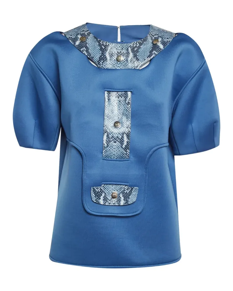 Elisabetta Franchi snake-print short-sleeve T-shirt - Blau Blau