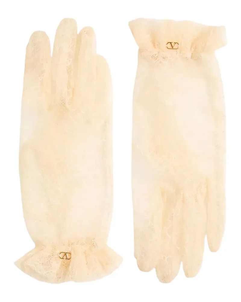Valentino Garavani ruffled-lace gloves - Gelb Gelb