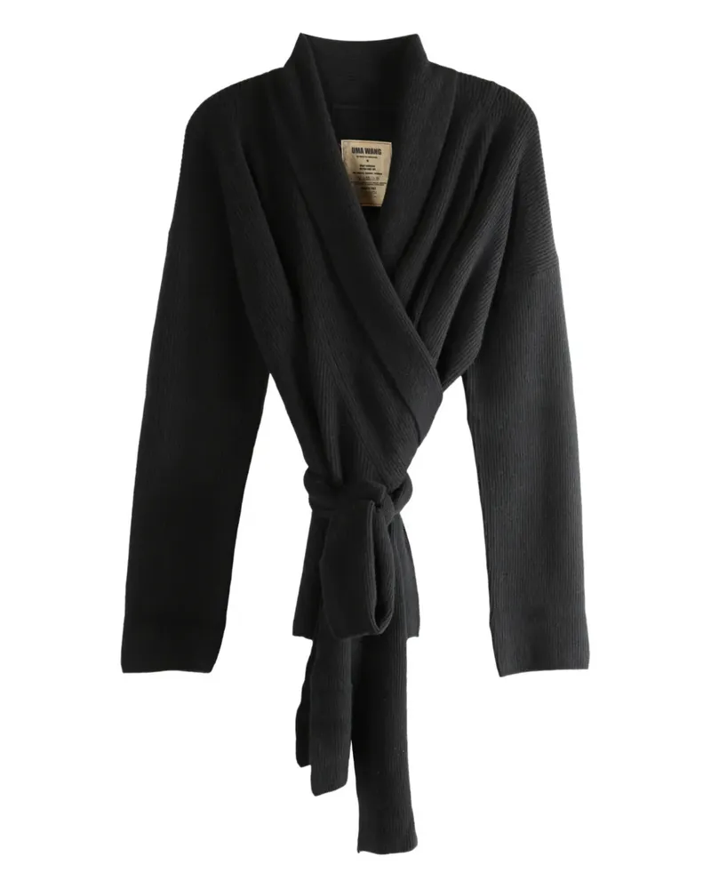 Uma Wang Gerippter Cardigan in Wickeloptik - Schwarz Schwarz