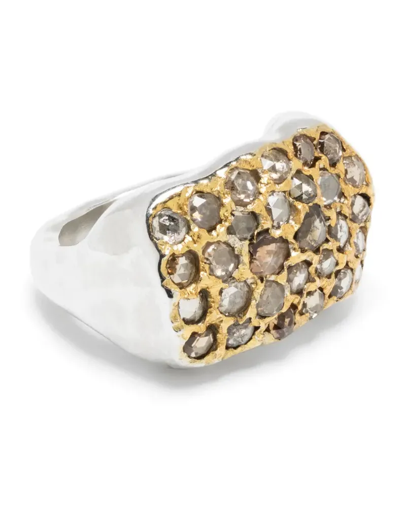 Rosa Maria 18kt Gelbgoldring mit Diamanten - Silber Silber