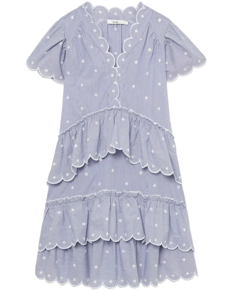 b+ab Geripptes Minikleid mit Wellensaum - Blau Blau