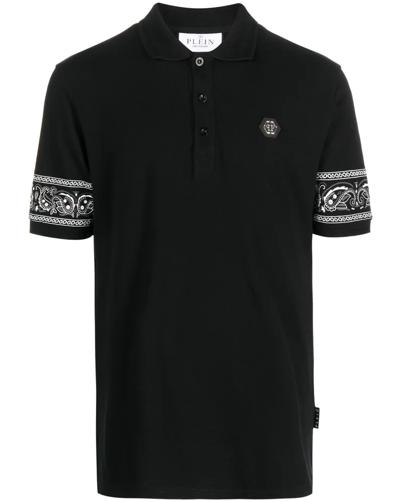Philipp Plein Poloshirt mit Bandana-Print - Schwarz Schwarz