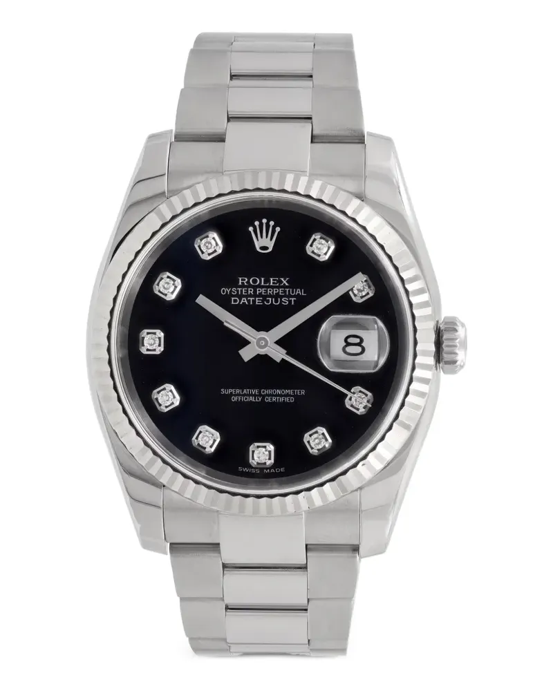 Rolex Datejust Armbanduhr mit Diamanten, 36mm - Schwarz Schwarz
