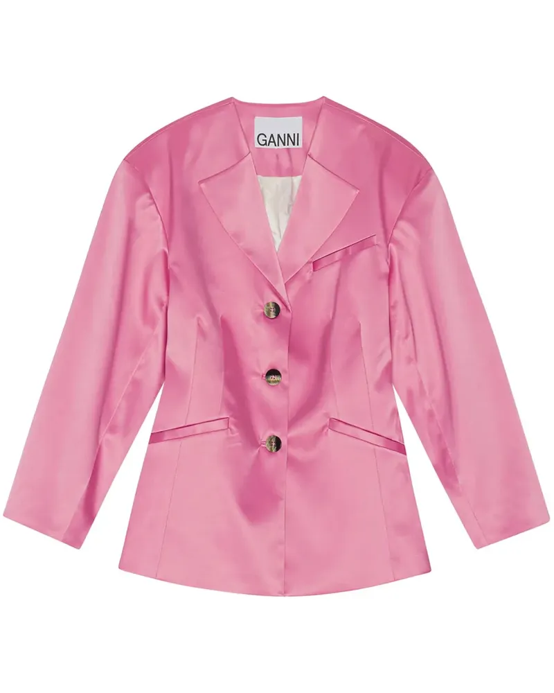 Ganni Einreihiger Blazer - Rosa Rosa