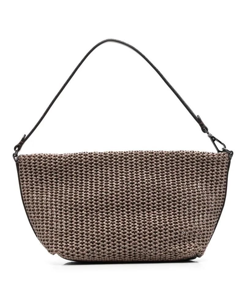 Brunello Cucinelli Schultertasche aus Bast - Nude Nude