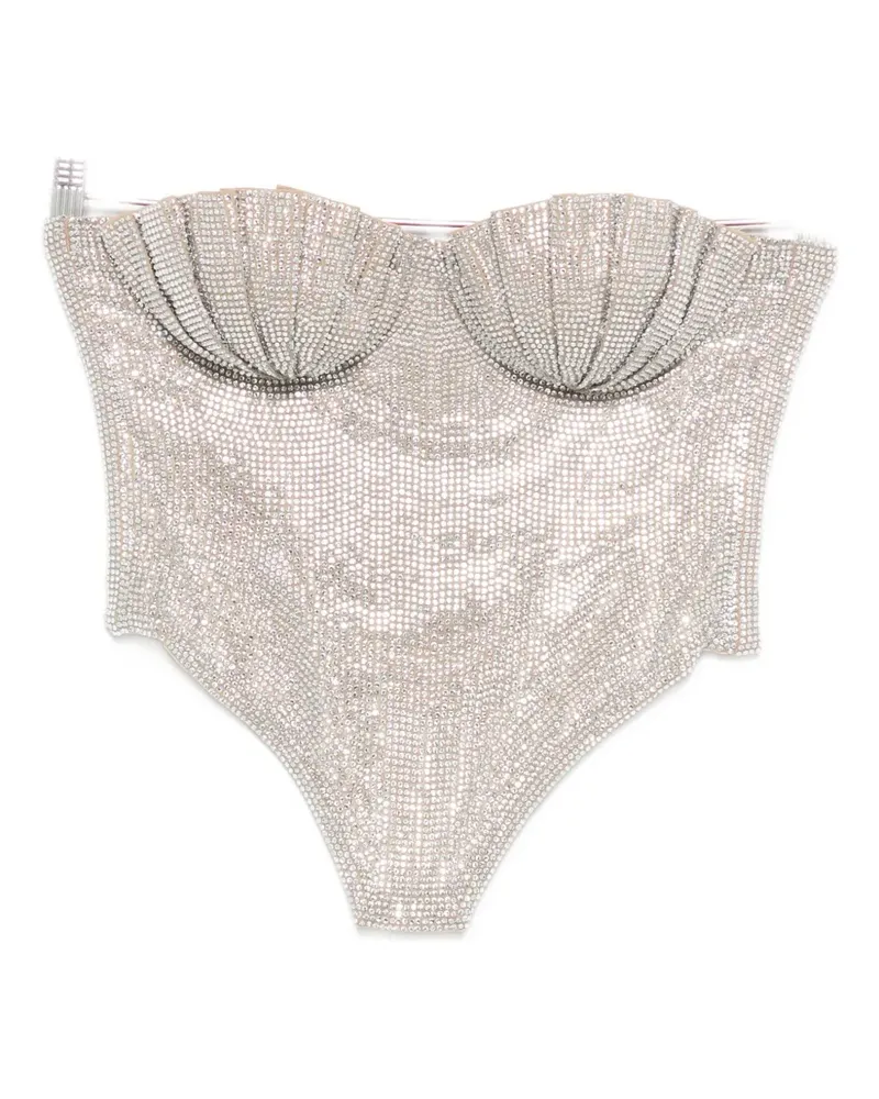 Giuseppe di Morabito crystal-embellished corset top - Grau Grau
