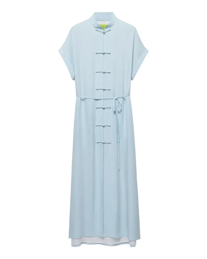 Shanghai Tang frog-button belted shirt dress - Blau Blau