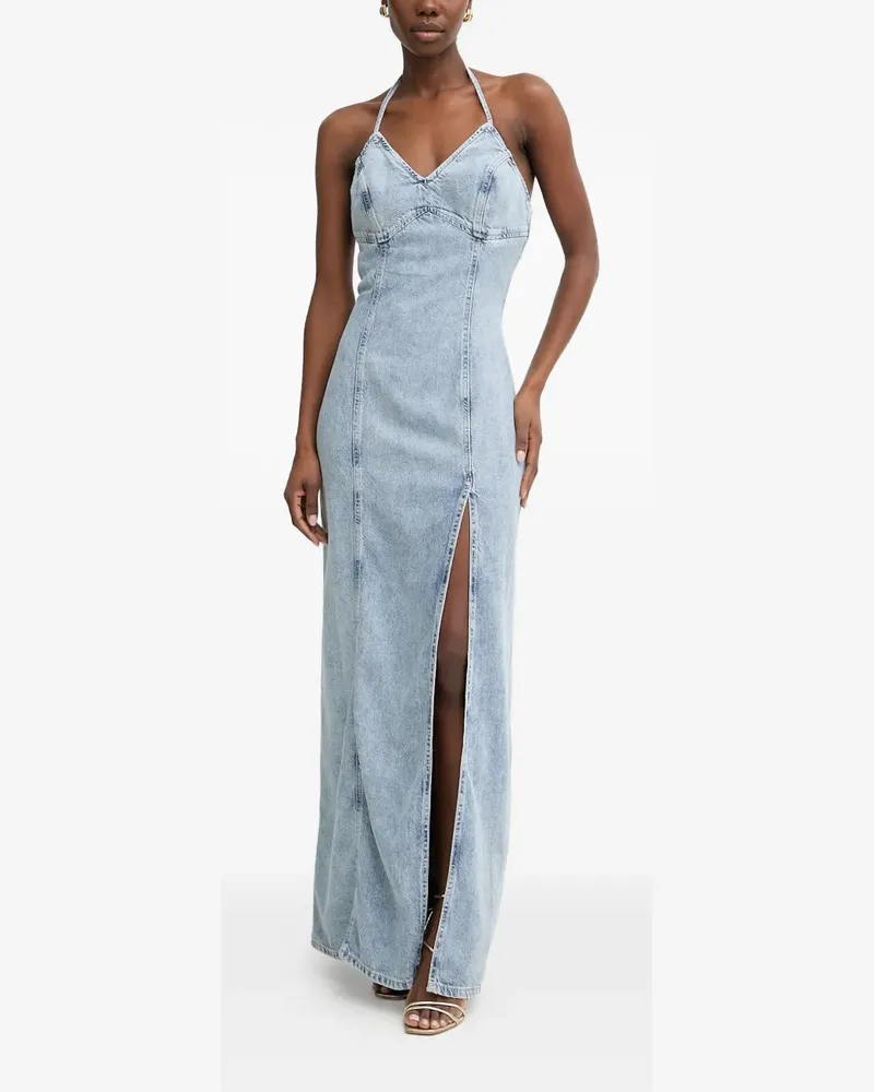 Guess slit-detail denim maxi dress - Blau Blau