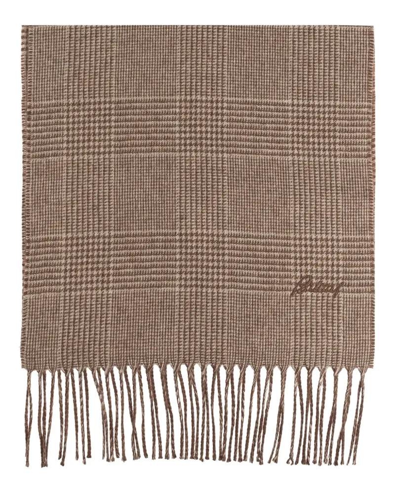 Brioni Karierter Schal mit Fransen - Braun Braun