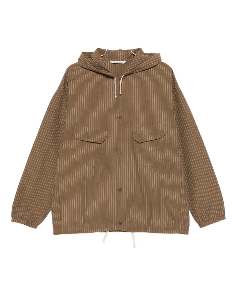 A Kind Of Guise stripe-pattern hooded shirt jacket - Braun Braun