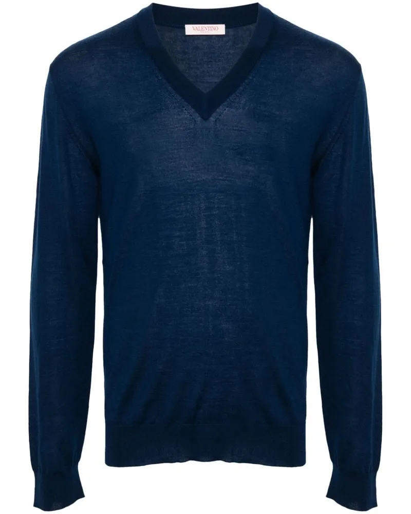 Valentino Garavani Pullover mit V-Ausschnitt Blau