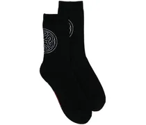 Zweifarbige Intarsienstrick-Socken