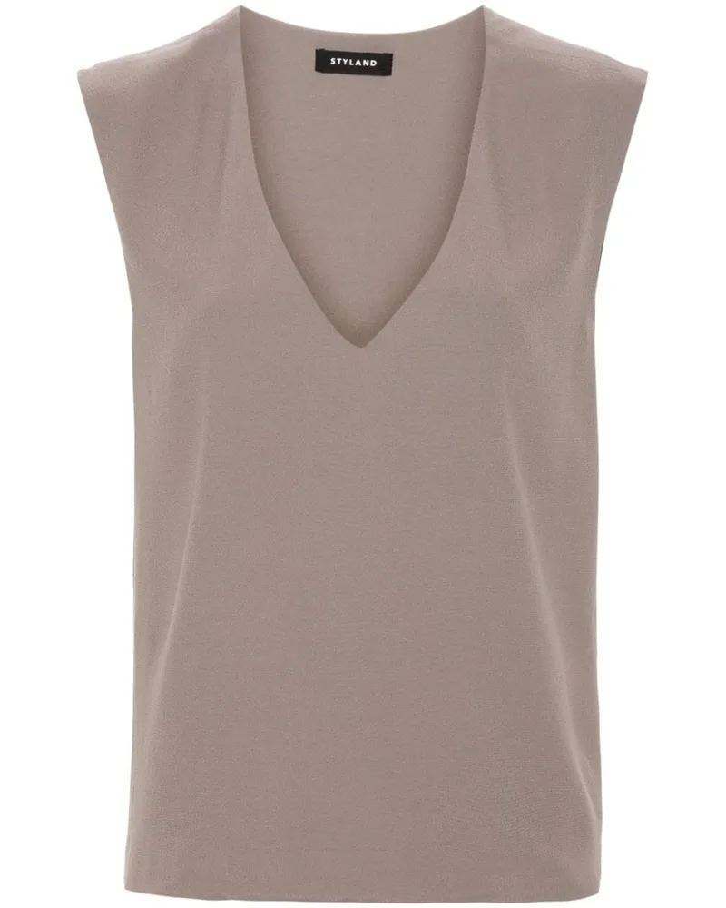 STYLAND Ärmellose Kreppbluse - Grau Grau