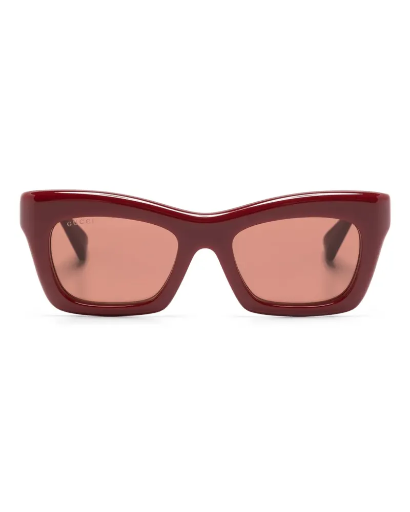 Gucci Sonnenbrille mit eckigem Gestell - Rot Rot