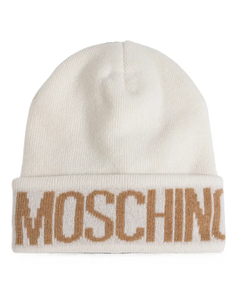 Moschino logo-intarsia beanie hat - Weiß Weiß