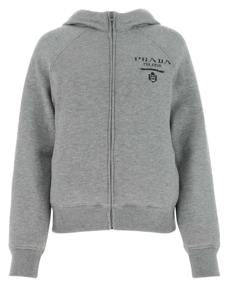 Prada Jacke mit Logo-Jacquard - Grau Grau
