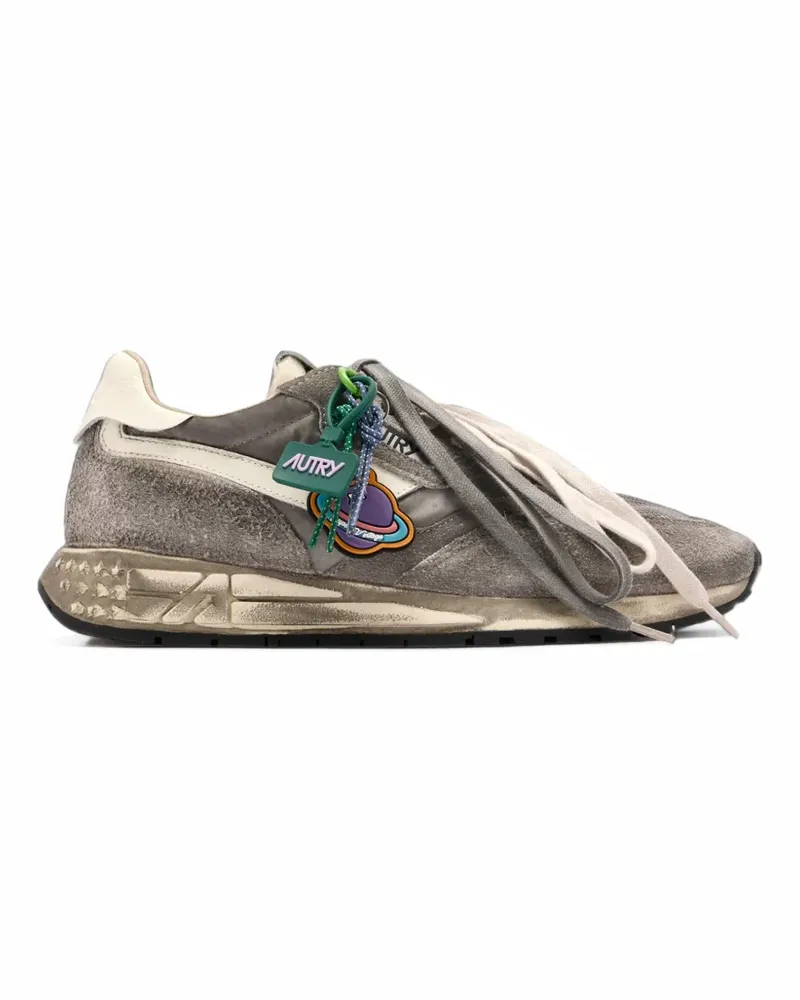 AUTRY Reelwind Super Vintage Sneakers aus weißem und schwarzem Wildleder und Nylon - Grau Grau