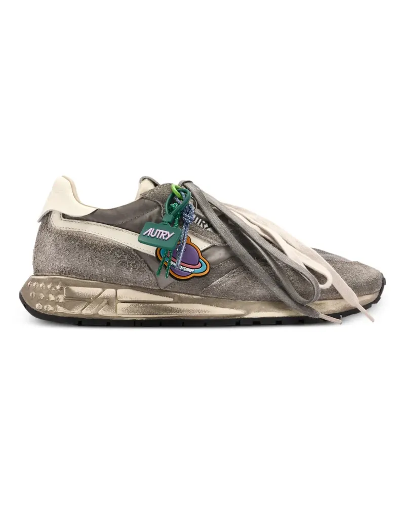 AUTRY Reelwind Super Vintage Sneakers aus weißem und schwarzem Wildleder und Nylon - Grau Grau