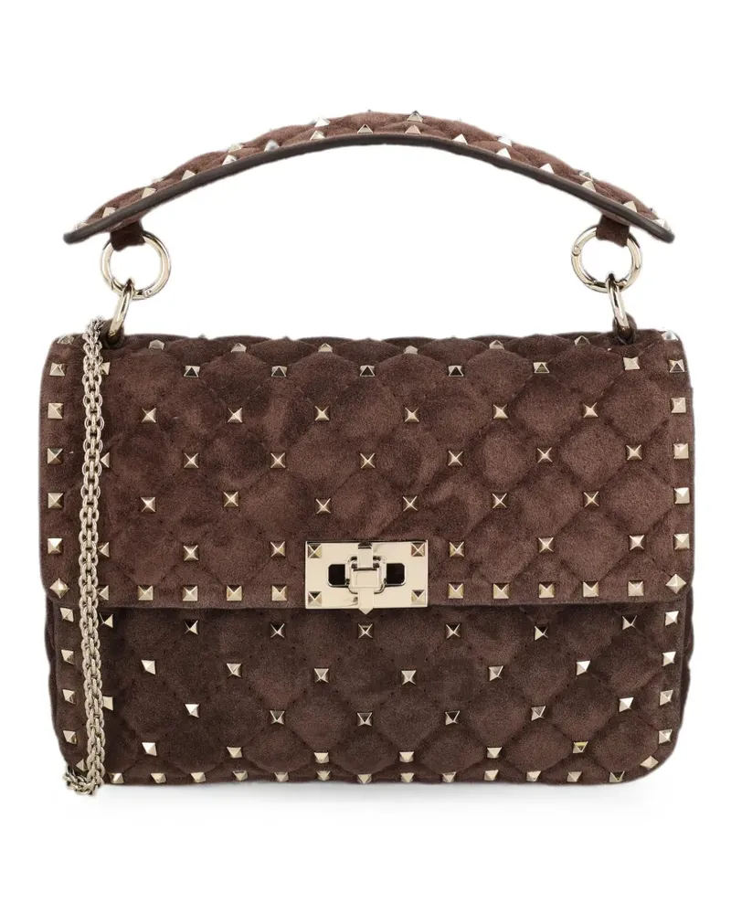 Valentino Garavani Rockstud Spike medium suede bag - Braun Braun