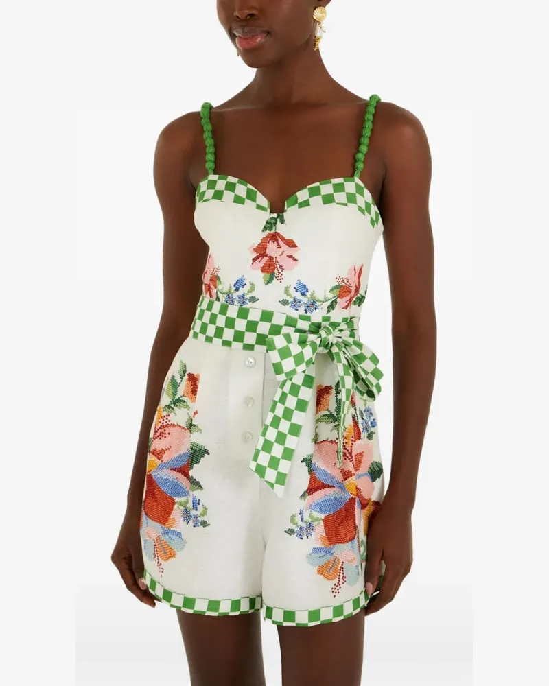 FARM Rio Calm Breeze Playsuit mit Blumenprint - Weiß Weiß