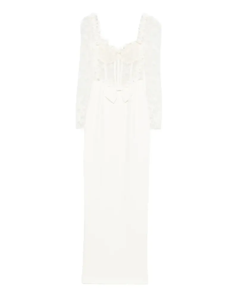 Alessandra Rich Maxikleid mit Spitzenschleife - Nude Nude