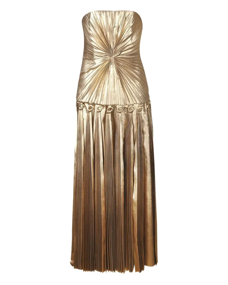 Acler Fintry pleated strapless maxi dress - Gold Gold