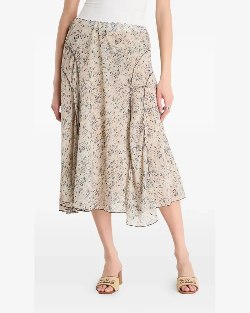 Desigual abstract-print panelled skirt - Weiß Weiß