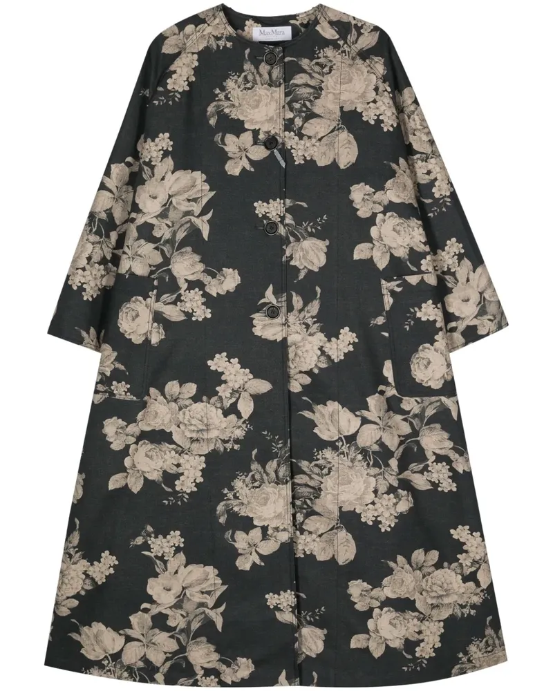 Max Mara Lambert Mantel mit Blumen-Print - Schwarz Schwarz