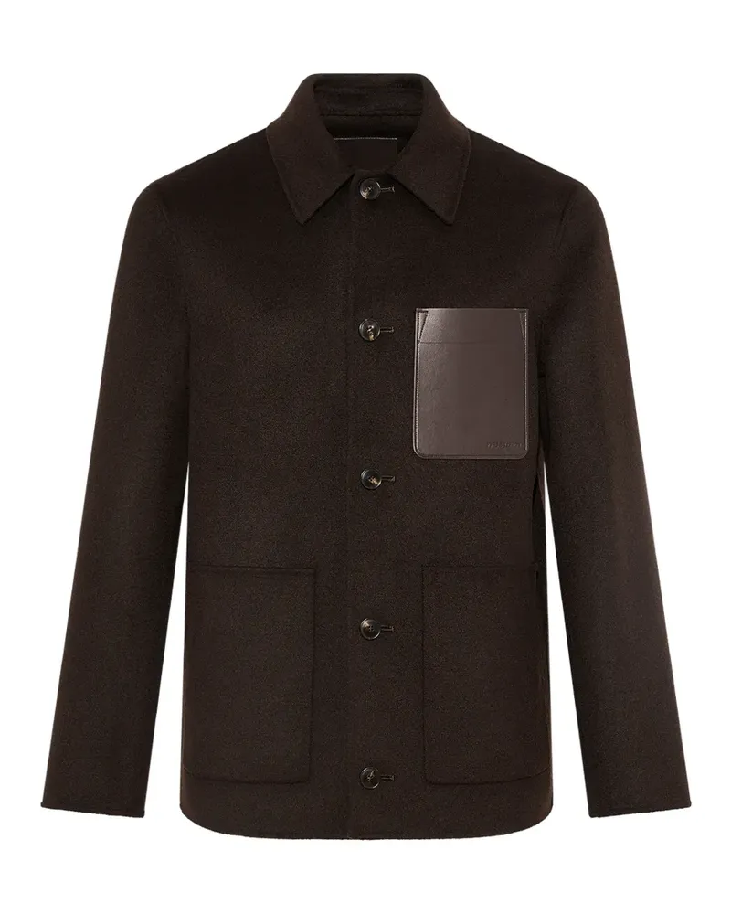 Yves Salomon Jacke mit Kalbsleder-Patch - Braun Braun