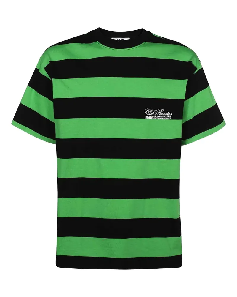 MSGM Gestreiftes T-Shirt - Grün Grün