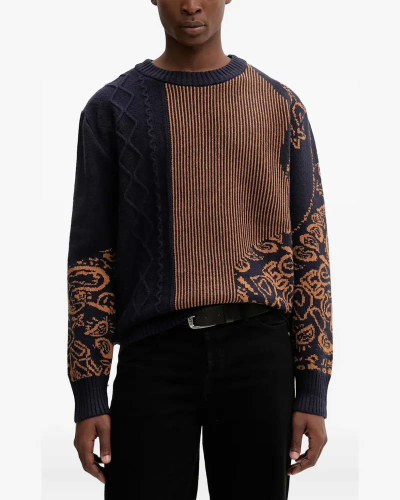 Desigual Gestreifter Pullover - Blau Blau