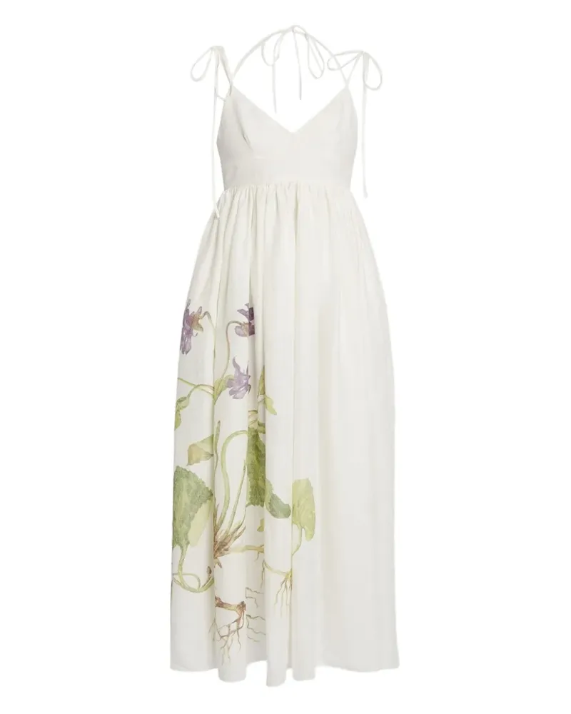 Erdem Midikleid mit Blumen-Print - Weiß Weiß