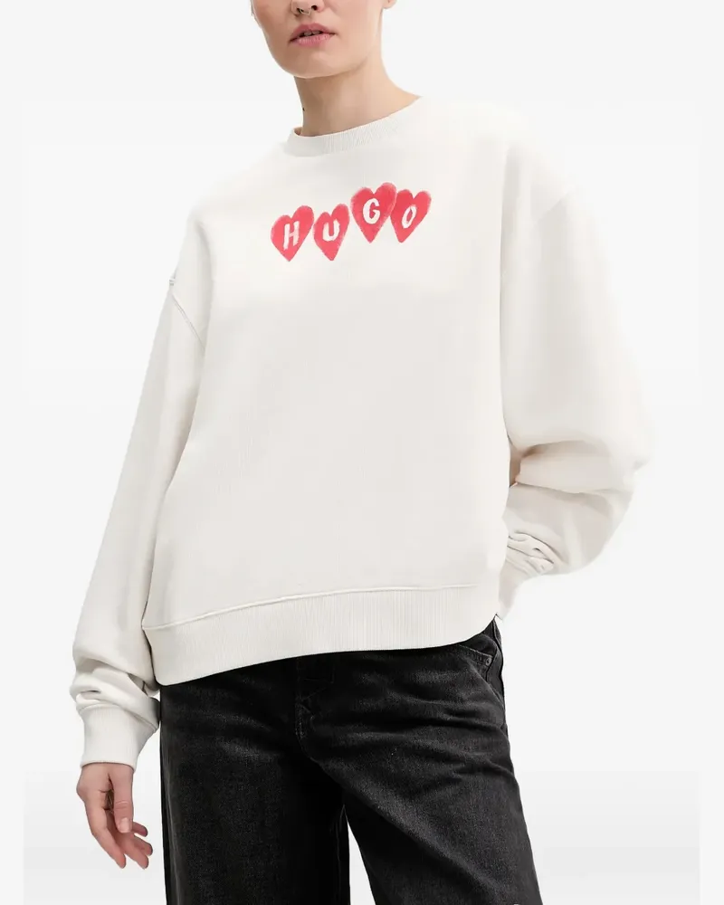 HUGO BOSS Deroxina heart-print sweatshirt - Nude Nude