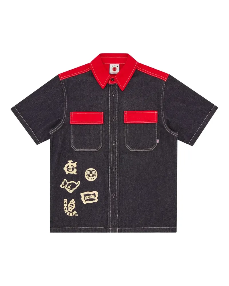 ICECREAM patchwork panel shirt - Schwarz Schwarz