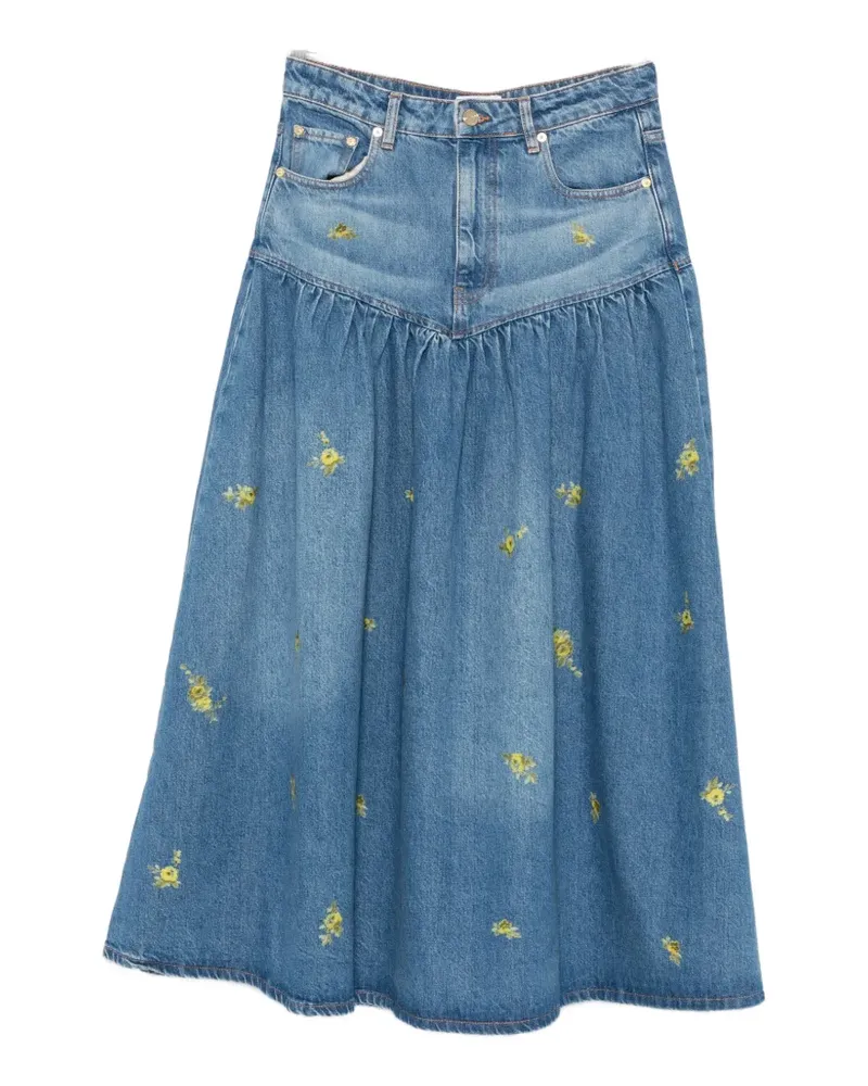 Ganni floral-print maxi skirt - Blau Blau